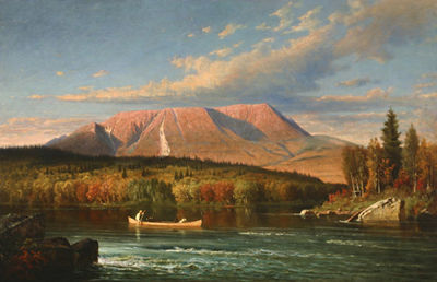 View of Mt. Katahdin from the West Bank of the Penobscot River (Baxter State Park, Maine) by Virgil Williams - Auction record, sale price, and art valuation. Compare with similar artists and explore comparable artworks.