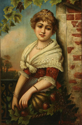 Ragazza con Cesto Frutta
