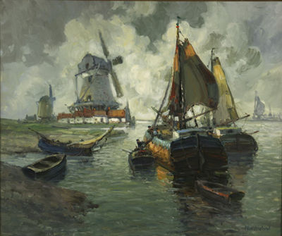Unloading Boats, Holland