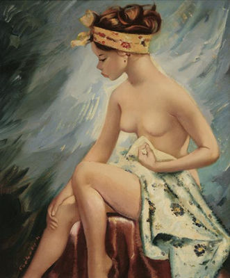 Female Nude with Colorful Headband
