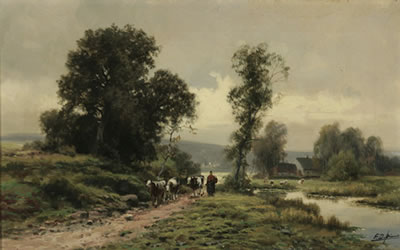 Cattle Drovers: A Pair of Works by Ferdinand De Prins - Auction record, sale price, and art valuation. Compare with similar artists and explore comparable artworks.