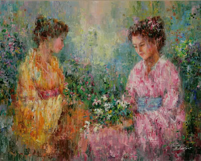 Sample artwork by Karin Schaefers (Born 1942), known for figure, genre and flower painting - View similar artists and auction records