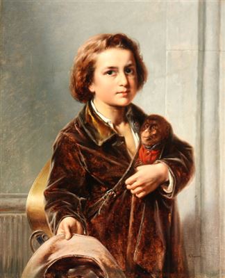 Young Boy with Monkey