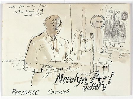 Portrait of John Stanton Ward: First Day Cover – a self portrait of the artist at his easel