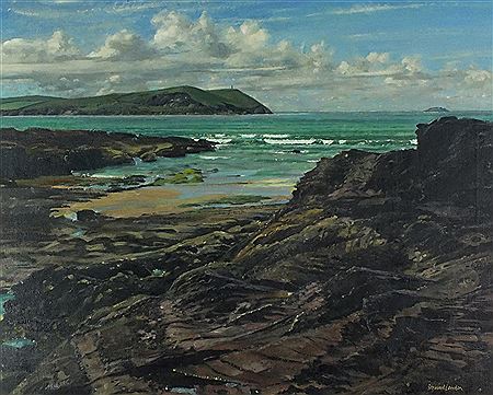 Stepper Point from below Tristram Old Polzeath, North Cornwall by Stewart Lowdon - Auction record, sale price, and art valuation. Compare with similar artists and explore comparable artworks.