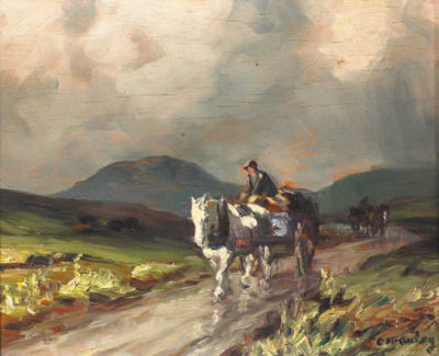 TURF CARTS ON A COUNTRY ROAD by Charles J McAuley - Auction record, sale price, and art valuation. Compare with similar artists and explore comparable artworks.
