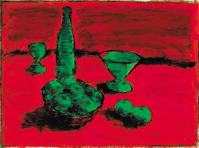 WINE BOTTLE AND GOBLETS WITH BOWL OF APPLES by Neil Shawcross - Auction record, sale price, and art valuation. Compare with similar artists and explore comparable artworks.