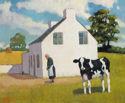 CALF AT A COTTAGE, KATESBRIDGE, COUNTY DOWN