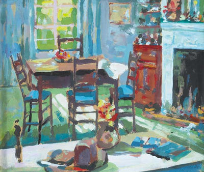INTERIOR WITH TABLE AND CHAIRS, 1989