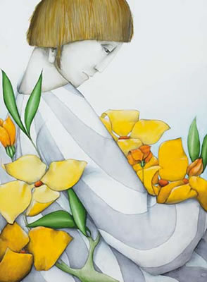 GIRL WITH YELLOW FLOWERS, 2004 by Barry Castle - Auction record, sale price, and art valuation. Compare with similar artists and explore comparable artworks.