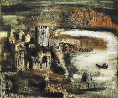 ABBEY RUINS ON AN ISLAND