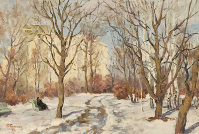 Snow in a Moscow Park