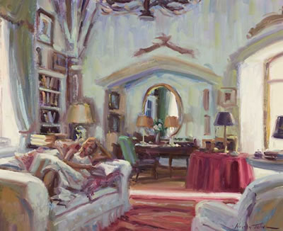 GIRL READING IN THE LIVING ROOM