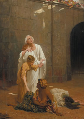 A MARTYR AND FOUR FEMALE FIGURES IN AN AMPHITHEATRE