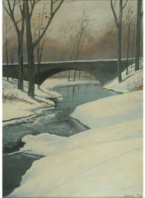 Park bridge in winter by Burling Jr Boaz - Auction record, sale price, and art valuation. Compare with similar artists and explore comparable artworks.