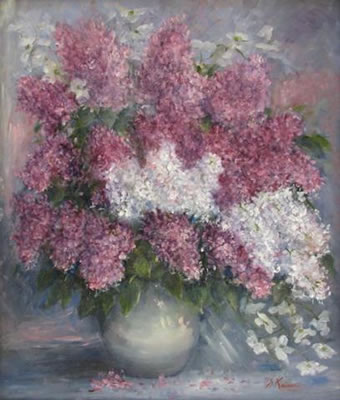 "Lilacs", depicting flowers in a vase