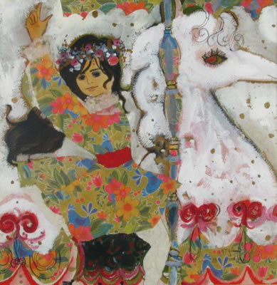 Girl on carousel