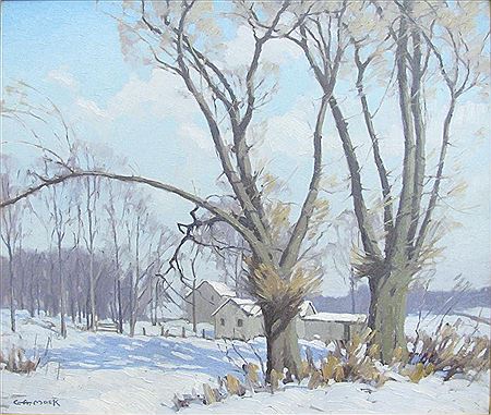 Early winter Indiana homestead