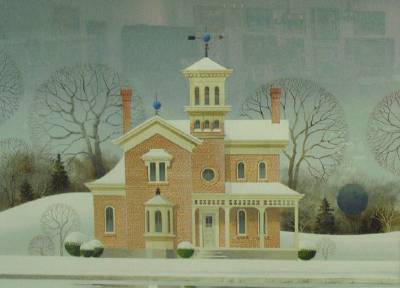 Sample artwork by Wilbur M Meese (1910 - 1998), known for realist structures in rural landscape painting, snowscene, figure, farm scenes - View similar artists and auction records