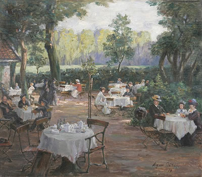 Nachmittag in einem Gartencafé