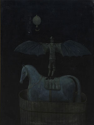 Sample artwork by Joe Hackbarth (1931 - 2000), known for fantastic realism paintings - View similar artists and auction records