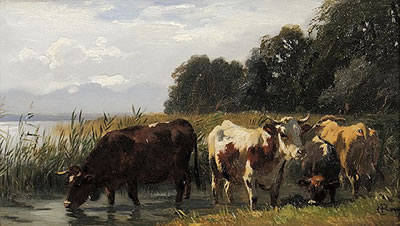 Kühe auf der Weide by Carl Roux - Auction record, sale price, and art valuation. Compare with similar artists and explore comparable artworks.