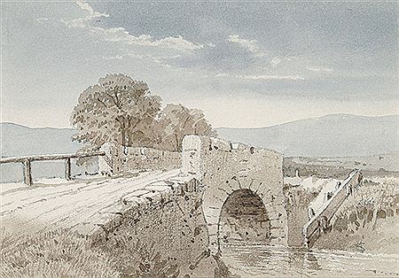 Steinbrücke über einen kleinen Fluß.
