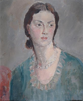 Portrait of Dame Ethel Walker: Self portrait in a green blouse