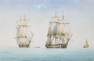 Two frigates and two smaller vessels