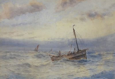 The Harbour Bar; Lobster Boats off St Ives