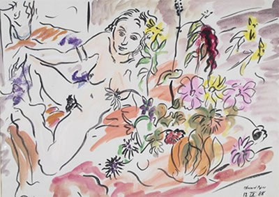 Nude on an orange rug