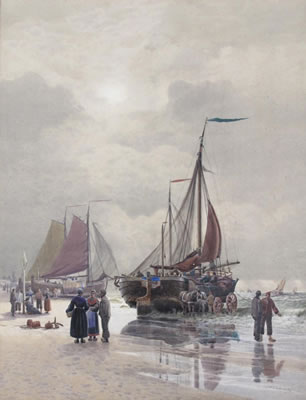 Fisherfolk on the shore