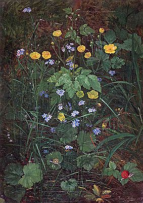 Buttercups and forget-me-nots on a forest floor by Carl Henrik Koch Moller - Auction record, sale price, and art valuation. Compare with similar artists and explore comparable artworks.