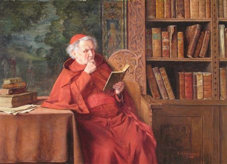 A Cardinal in his library
