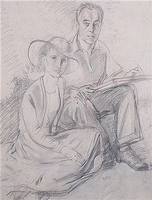Portrait of Bernard Fleetwood-Walker: Self portrait of the artist with his wife