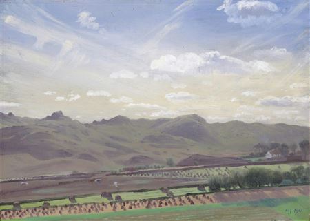 Farmland with moors beyond