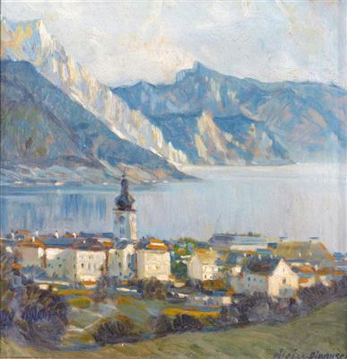 Alpine lakeside town by Josef Heiss-Dionysen - Auction record, sale price, and art valuation. Compare with similar artists and explore comparable artworks.