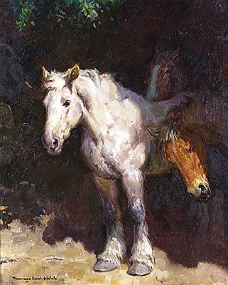 Work horses in the shade
