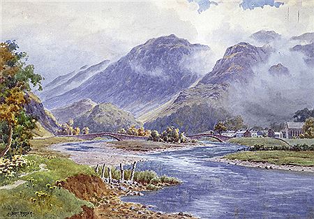 A view of Grange bridge Borrowdale Cumbria