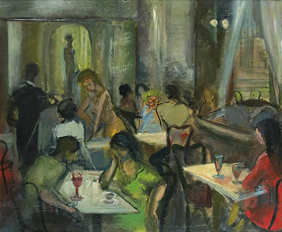 IN THE CAFÉ by Miroslav Hanak - Auction record, sale price, and art valuation. Compare with similar artists and explore comparable artworks.