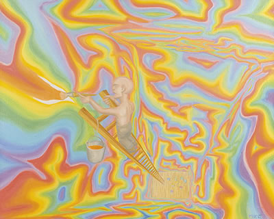 PSYCHEDELIC PAINTER by Micl - Auction record, sale price, and art valuation. Compare with similar artists and explore comparable artworks.
