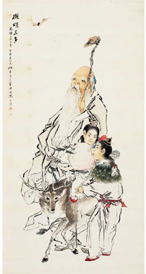 IMMORTALS GIVING OUT BLESSINGS OF HAPPINESS, LONGEVITY AND FORTUNE