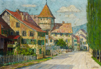Dorfstrasse Waldenburg by Albert Schweizer - Auction record, sale price, and art valuation. Compare with similar artists and explore comparable artworks.