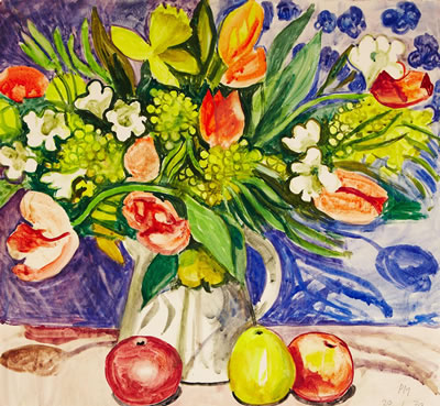 Stilleben mit Blumen und Früchten by Peter Mieg - Auction record, sale price, and art valuation. Compare with similar artists and explore comparable artworks.