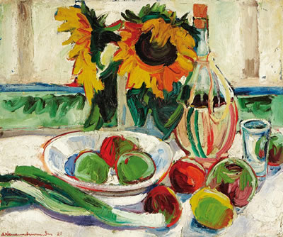 Früchte und Sonnenblumen