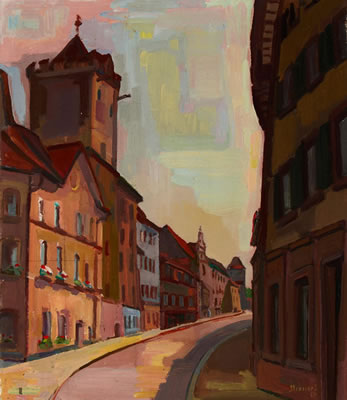 Gasse in Rheinfelden by Jakob Strasser - Auction record, sale price, and art valuation. Compare with similar artists and explore comparable artworks.