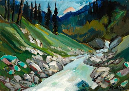 Gebirgsbach by Karl Aegerter - Auction record, sale price, and art valuation. Compare with similar artists and explore comparable artworks.