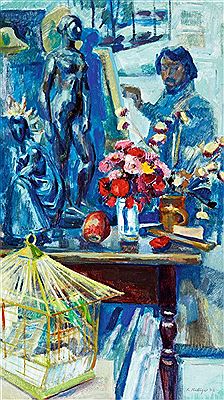 Selbstportrait mit Spörri-Skulpturen by Kurt Hediger - Auction record, sale price, and art valuation. Compare with similar artists and explore comparable artworks.
