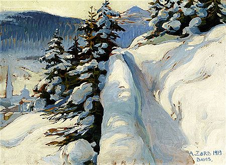 Davos im Winter - Blick ins Dorf