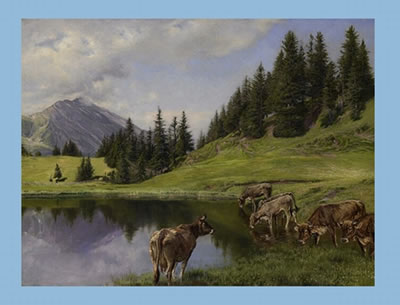 Bergsee mit trinkenden Kühen, 1918 by Joseph Clemens (Klemenz) Kaufmann - Auction record, sale price, and art valuation. Compare with similar artists and explore comparable artworks.